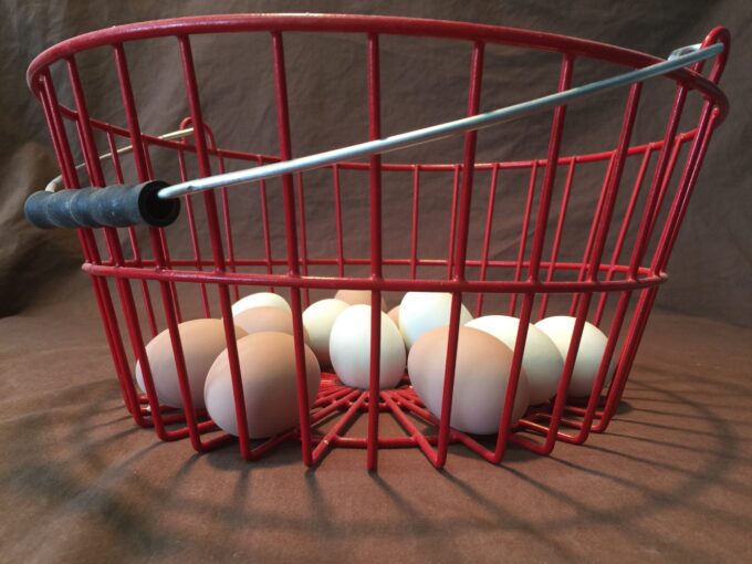 Red Egg Basket With 12 Ceramic Eggs Included-3934